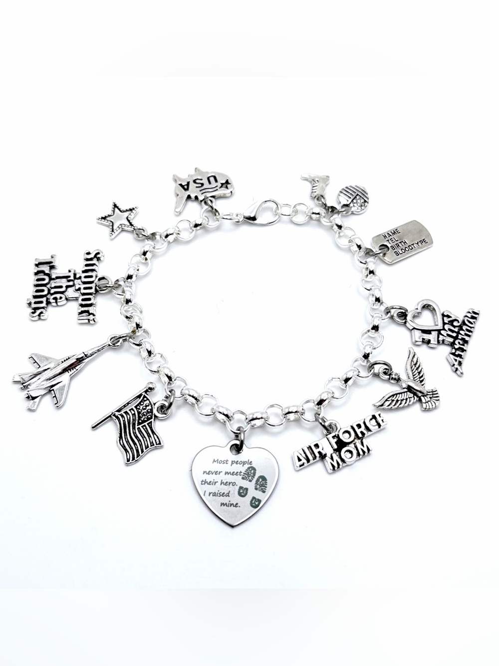 Air Force Mom Charm Bracelet Deployment Airman Military